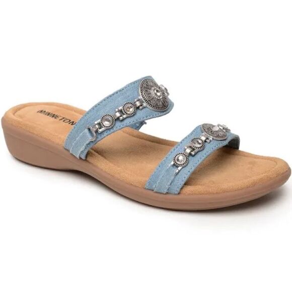 Minnetonka denim sandals size 10 - Picture 1 of 11